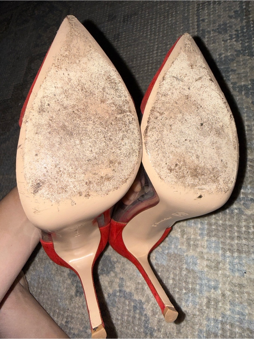 GIANVITO ROSSI PLEXI Red Pointed-Toe Clear-Panel Pumps - Women's - Picture 4 of 5